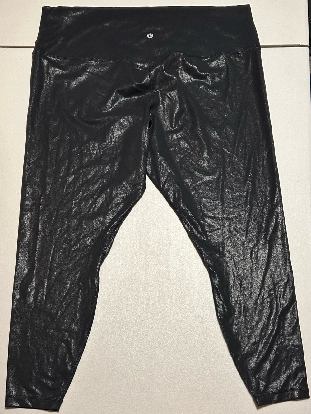 lululemon athletica Black Shiny High-Waist Leggings - size 20